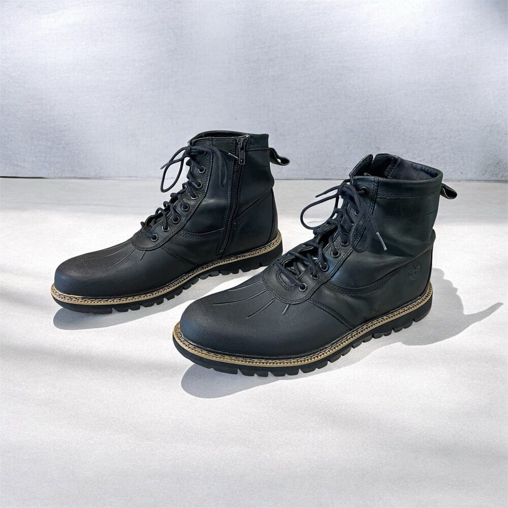 Timberland Mens Britton Hill Side Zip/Lace Rubber Toe Duck Boots Leather Size 10